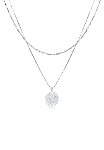 Kuzzoi Herren Silber-Halskette im Layer Look mit Coin Anhänger - Ketten für Herren: Hochwertige 2-reihige Kette aus 925 Sterling Silber, zeitloses Design mit robustem Coin Anhänger, ideal als Geschenk zu besonderen Anlässen.