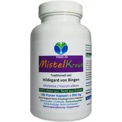 MISTEL Mistelkraut Mistletoe 180 Pulver Kapseln [OHNE Zusatzstoffe] kalt vermahlen traditionell nach Hildegard von Bingen [NATUR pur]. 26650-180