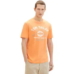 Tom Tailor Herren T-Shirt LOGO Regular Fit Fruity Melon Orange 22195 M