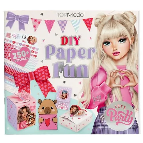 Depesche 13730 TOPModel - DIY Paper Fun Kreativbuch Set mit 32 bunten Seiten zum Basteln und Gestalten von Briefen, Postkarten UVM. inkl. 2 Stickerbogen
