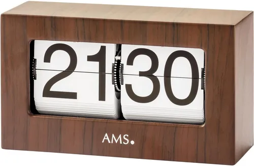 AMS 1177 Tischuhr modern mit Nussbaumdekor von AMS