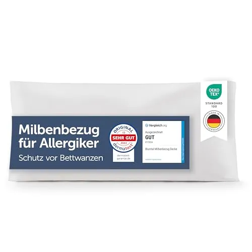 Blumtal Kopfkissen Milbenbezug für Allergiker - 40x60 cm - Kissenbezug mit 100% Milbenschutz, ideal für Allergiker. Hochwertiges Evolon-Gewebe sorgt für Atmungsaktivität und kann bei 95 Grad gewaschen werden.