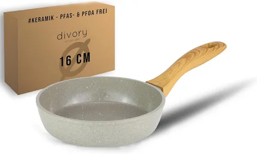 DIVORY Keramikpfanne 16cm | Induktionspfanne mit Keramikbeschichtung - Pfanne für alle Herdarten, frei von PTFE und schädlichen Stoffen – für ein sicheres Kocherlebnis. Schnelle Hitzeverteilung und pflegeleichte Reinigung machen sie zur idealen Mini-Pfanne.