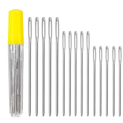 CCLKHY 15 Stücke Nähen Nadeln Set, Nähnadeln, Groß Auge Stumpfe Nadel, Hand Nähnadel, Stopfnadel für Hand Nähen Handwerk