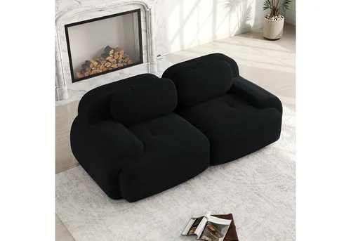 Odikalo 2-Sitzer Cordsamt Sofa mit Chaiselongue in schwarz von Odikalo