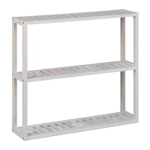 Relaxdays Wandregal in Weiß und Wildwalnuss