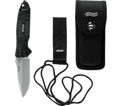 Walther Silver TacKnife STK 5.0717 - Robustes Outdoormesser mit Holster - Multitools: Hochwertiges, rostfreies Outdoormesser mit Glasbrecher, inklusive Holster und Fangriemen für optimale Sicherheit und Tragbarkeit.