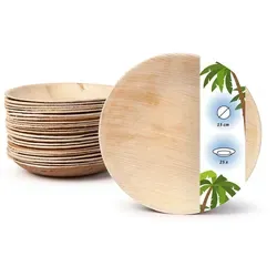 onlyleaf 25 Stück Einwegteller Ø 15cm Palmblatt-Teller, rund, biologisch abbaubar, umweltfreundlich, kompostierbar, wiederverwertbar, Wegwerfteller