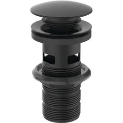 Ideal Standard Schaftventil E1482XG Schwarz - Sanitärinstallation: Hochwertiges Push-Open-Ventil für Waschtische mit Überlauf, langlebig und elegant in Seidenschwarz.