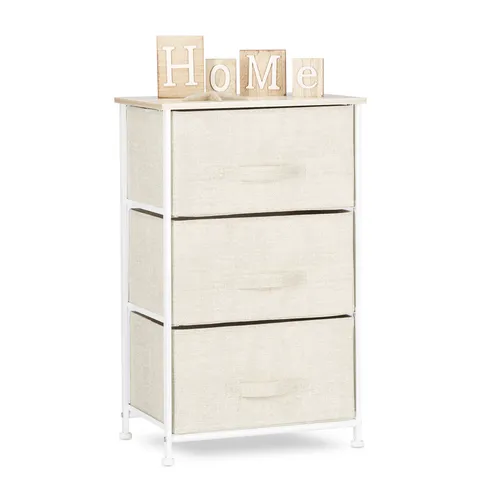 Stabiles Aufbewahrungsregal mit Schubladenkommode in Beige - Modernes Mehrzweckregal aus Stahl, ideal für alle Zimmer. Bietet praktischen Stauraum mit 2-5 Regalfächern und einer Höhe von 53-95 cm.