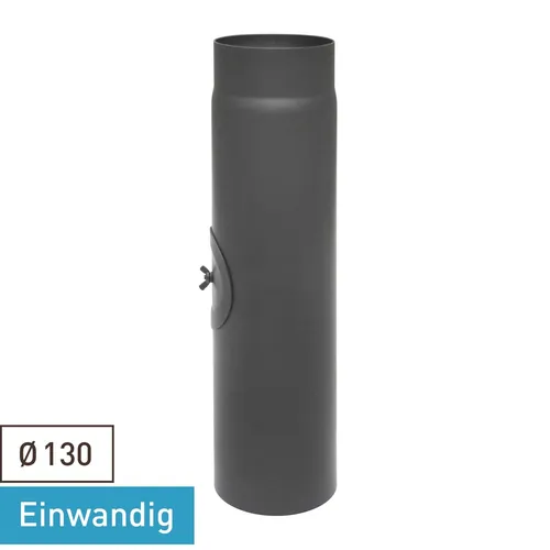 Rauchrohr / Ofenrohr 130mm - 500mm mit Reinigungsöffnung - Hochwertiges Rauchrohr in gussgrau, Durchmesser 130mm, Länge 500mm. Ideal für effizienten Einsatz mit praktischer Reinigungsöffnung. Robuste Qualität für zuverlässige Nutzung.