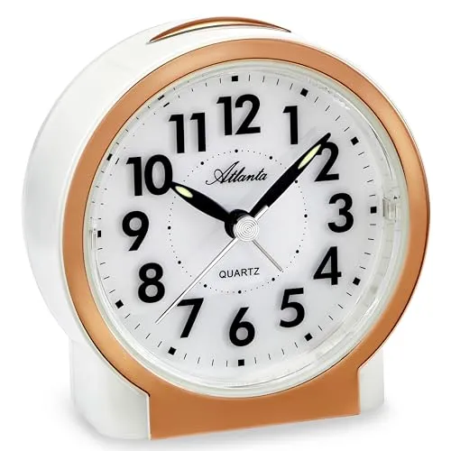 Atlanta Wecker ohne Ticken geräuscharm mit Licht Snooze Quarz Analog