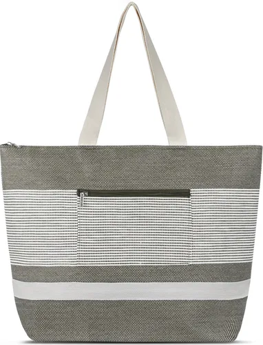 normani Strandtasche Baros mit Reißverschluss und Außentaschen - Die praktische Strandtasche Baros bietet viel Stauraum für Ausflüge. Mit schmutzresistentem Obermaterial und mehreren Fächern ist sie ideal für Schlüssel, Portemonnaie und mehr. Bequem zu tragen dank langer Trageriemen.