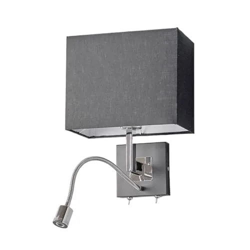 Lucande Wandleuchte Rebekka, modern und elegant - Moderne Wandleuchte aus Stoff und Metall in Schwarz und Chrom, ideal für gemütliche Beleuchtung. Inklusive integriertem Leselicht für zusätzlichen Komfort.