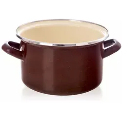 Orion Emaille-Topf Kochtopf Schmortopf emailliert BROWN 18 cm 2 L - Braun/Beige/Silber