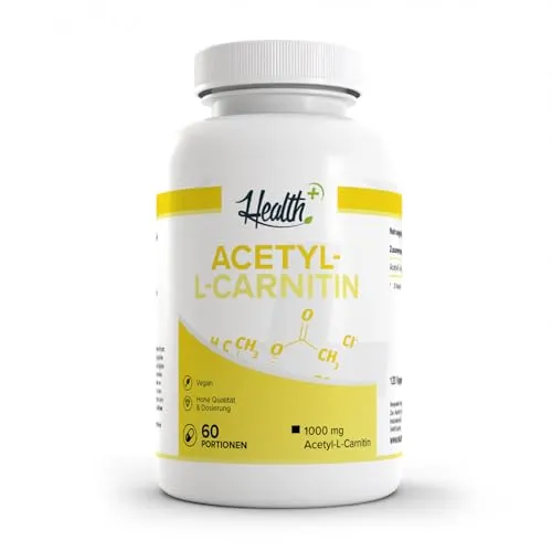 Health+ Acetyl-L-Carnitin 1000 mg - 120 hochdosierte Kapseln - Hochdosierte Acetyl-L-Carnitin Kapseln mit 1000 mg pro Kapsel, ideal zur Unterstützung während einer kalorienreduzierten Diät. Made in Germany, ohne Zusatzstoffe.