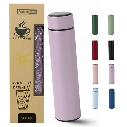BierEx Thermosflasche Thermobecher Thermoskanne Isolierflasche 500ml aus Edelstahl Trinkflasche für unterwegs outdoor doppelwandig auslaufsicher spülmaschinengeeignet (Flieder)