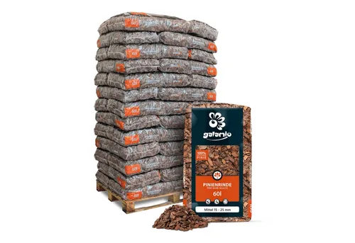 GALAMIO Pinienrinde Mittel, 39-Stück Palette - Rindenmulch für Garten und Landschaft, ideal zur Unkrautbekämpfung und Feuchtigkeitsspeicherung.