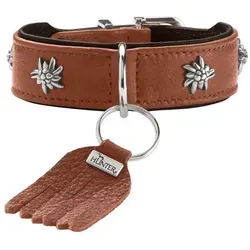 HUNTER Hundehalsband MÜNCHEN - Cognac/Schwarz, Leder - Weiteres Autozubehör - Luxuriöses, fellschonendes Hundehalsband aus hochwertigem Rindsleder, nachhaltig und ökologisch hergestellt in Deutschland, ideal für Trachtenfans.