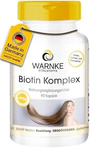 Biotin Komplex - 90 vegane Kapseln mit Zink und Selen für 90 Tage - hochdosiert, vegan | Warnke Vitalstoffe - Deutsche Apothekenqualität