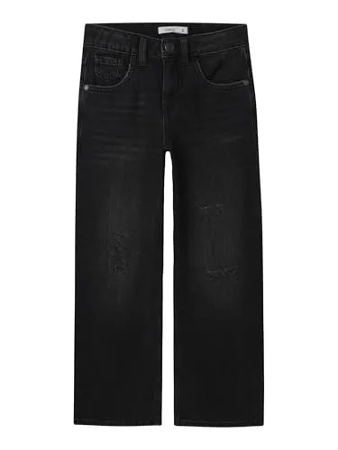 Name It Weite Jeans Rose - Schwarz, Größe 116 - Kinderhosen aus 79% Baumwolle, unifarbenes Design ohne Details, ideal für bequeme Alltagslooks.