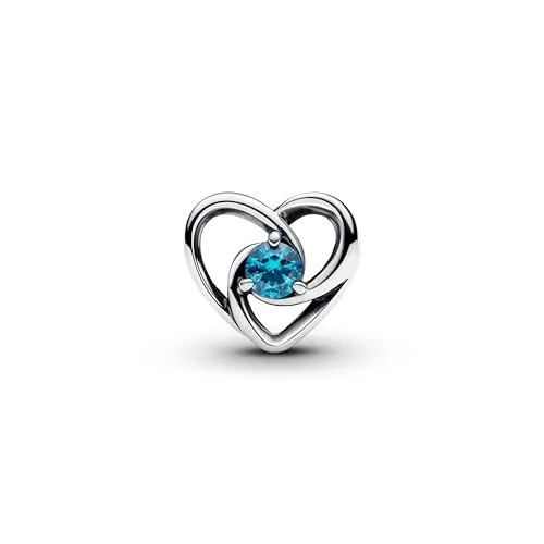 PANDORA Moments Charm - Verschlungenes Herz & Steine aus Sterling Silber - Bead Charm für Damen, aus Sterling Silber mit offen gearbeitetem Herzmotiv und blauen Steinen, unterstützt die UNICEF-Mission zur Stärkung von Kindern durch Bildung.