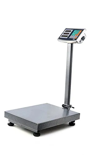 HF Digitale Industriewaage Plattformwaage 300 kg – Schwere Paketwaage & Bodenwaage mit 50×40 cm Edelstahlplattform, 100 g Teilung, LED-Anzeige, kg/lb, Akku- & Netzbetrieb