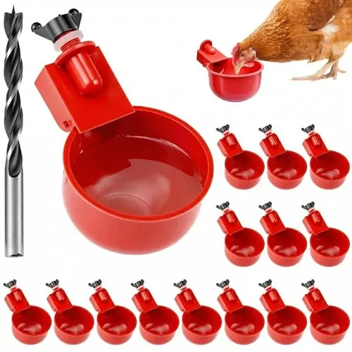 QWORK® 16er Set Automatische Hühnertränke mit Spezialbohrer