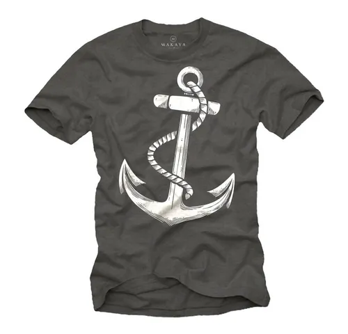 MAKAYA T-Shirt Anker Print Hamburg Segel Kleidung Herren Männer Jungen Piraten mit Druck