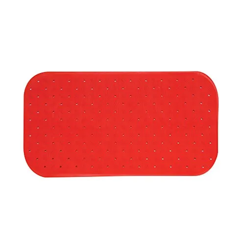 MSV Premium Duschmatte Badematte Badewannenmatte Badewanneneinlage antibakteriell rutschfest mit Saugnäpfen-Rot-duftet nach Rosen-ca. 36 x 76 cm-waschbar bei 60° Grad, Gummi, Red, Large