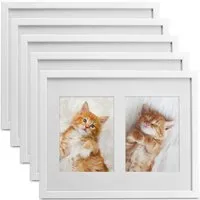 Bomoe Galeria Bilderrahmen 2 Bilder 13x18cm Weiß 5tlg - Elegantes Bilderrahmen-Set aus MDF-Holz und bruchsicherem Kunststoffglas. Ideal für Fotos und Kunstwerke. Inklusive Passepartouts für flexibles Gestalten. Perfekt, um besondere Momente stilvoll zu präsentieren.