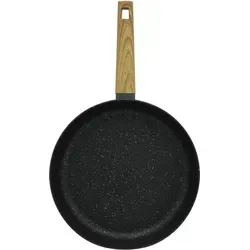 Aluminium Deski Bratpfanne Ø 28cm Granit Line Holzoptikgriff - Schwarz