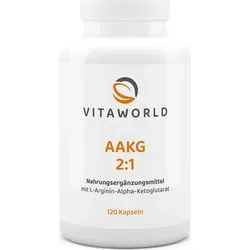 Vitaworld AAKG 2:1 | 120 Kapseln | L-Arginin & Ketoglutarat im Verhältnis 2:1 | 2225 mg L-Arginin pro Tagesdosis | vegan