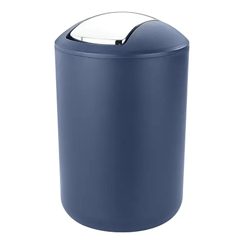 Basera Kosmetikeimer mit Schwingdeckel, Badmülleimer bruchsicher in verschiedenen Farben 6,5 Liter (Blau)