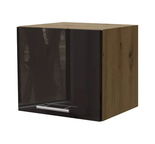 Feldmann-Wohnen Klapphängeschrank Essen (W4B/40, 1 Klappe, innen 1 Fach, 1-St., moderne Optik, Acrylfronten mit Glaseffekt) Eiche Artisan / schwarz Hochglanz