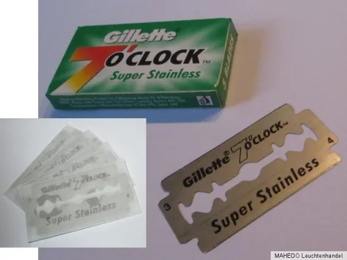 Rasierklingen 5x DE Hobel Klingen Rasur GILLETTE 7 o'clock Super Stainless grün