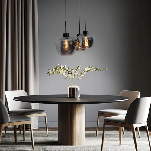 LED Pendellampe 3-flammig mit Rauchglas für Esstisch von Globo