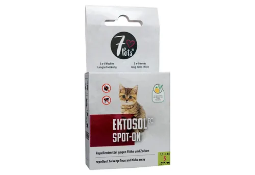 7Pets Zeckenschutzmittel Ektosol EC Spot-On für Katzen, S 3x 0,7 ml, 2.1 ml