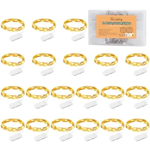 Stück LED Lichterkette mit Batterie 10 LEDs Mini Lichterkette Draht 3.3FT Klein Lichterketten mit Batterie 1M Lichterketten Warmweiß für Innen Außen Deko 20