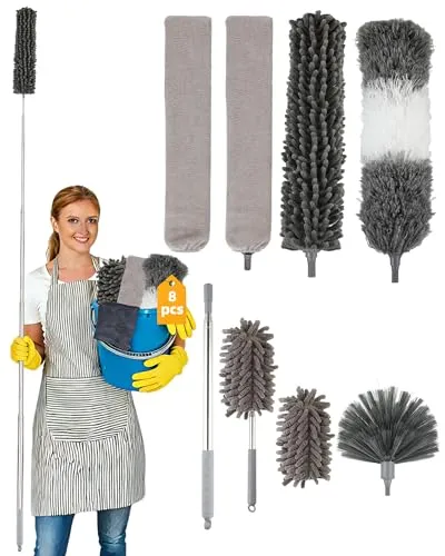 Stück Teleskop Staubwedel Waschbar, Staubwedel Lang Ausziehbar bis 250 cm, Staubwischer Mikrofaser, Spinnenwebenentferner & Spinnenbesen – teleskop staubwedel für Decken, Lücken, Möbel 8