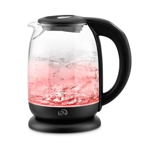 T24 Wasserkocher Glas 1,7 L - Wasserkocher mit Temperatureinstellung 60-100 °C, 2.200W Leistung und praktische LED-Beleuchtung