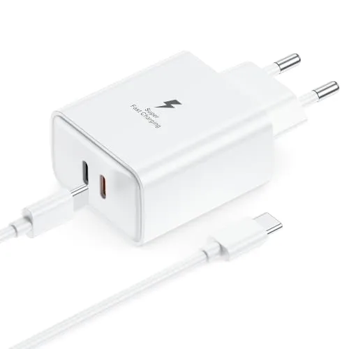 55W USB C Ladegerät Schnellladegerät für Samsung Galaxy S26 S25 S24 S23 S22 S21 Plus/FE/Ultra/ S20Plus, Z Fold 7/6, Z Flip 7/6, Note20, A56 A55, Tablet Netzteil USB C (1 Stück – 55 W Weiß)