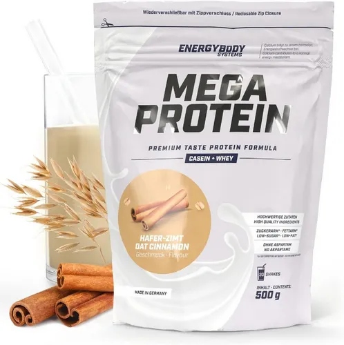 Energybody Systems Mega Protein Pulver - Cremig & Lecker - Genieße den cremigen Shake mit hochwertigem Whey und Casein. Perfekt für sportliche Aktivitäten oder als köstlicher Snack. Aspartamfrei und ideal für jeden Fitness-Fan!