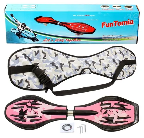 FunTomia Waveboard mit LED Rollen und Tragetasche - Pink Blume - Waveboards für Carving und Slalom, ausgestattet mit Mach1 ABEC-9 Kugellagern und leuchtenden Rollen. Ideal für Einsteiger und Fortgeschrittene bis 120 kg.