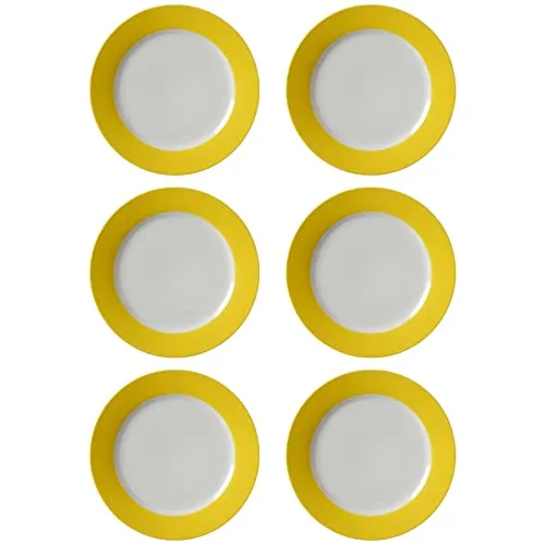 Ritzenhoff & Breker DOPPIO Speiseteller 27 cm - 6er Set in Gelb - Teller Set aus hochwertigem Porzellan, ideal für stilvolle Tischdekoration. Spülmaschinengeeignet und perfekt für besondere Anlässe oder den täglichen Gebrauch.