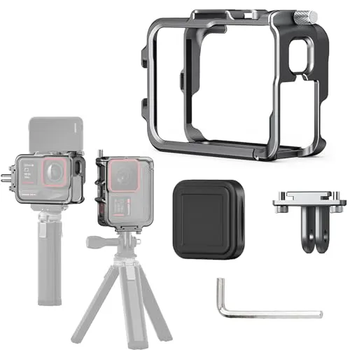 MotuTech Schutzrahmen aus Metall für Insta360 Ace Pro 2/Pro/Ace Action-Kamera, Erweiterungsset mit 2 Cold Shoe Connectors, Halterung horizontal und vertikal