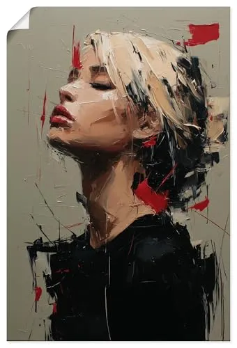 ARTLAND Wanddeko Poster & Kunstdrucke Wandposter 60x90 cm Fierce Serenity I simple modern design Spachtel Kunst Portrait U5TN