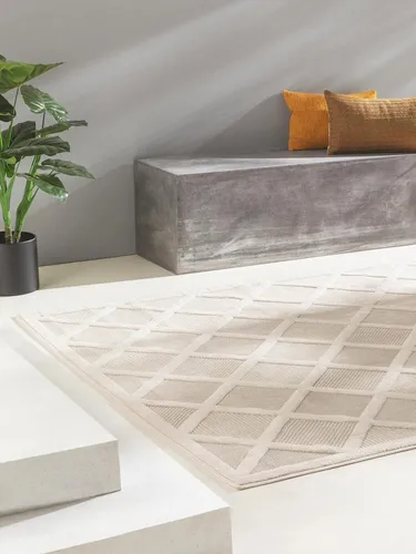 benuta Nest Outdoorteppich, Creme, Rechteckig, 120x170 cm - Vielseitiger In- & Outdoor-Teppich für Terrasse und Innenräume. Wasserabweisend und pflegeleicht, ideal für stark beanspruchte Bereiche. Schaffen Sie eine gemütliche Atmosphäre überall!