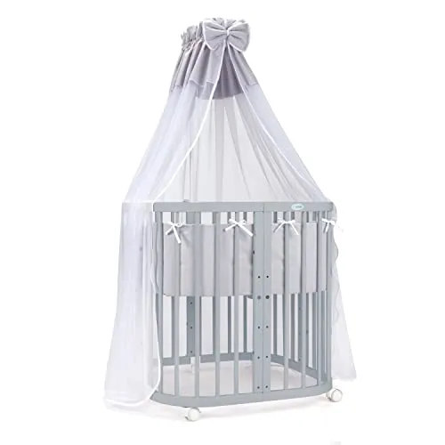 Mobiles Babybett aus Holz 7in1 mit Matratze - Vielseitiges Babybett, das mit Ihrem Kind mitwächst! 7 Funktionen, 5-fach höhenverstellbar und inklusive Sicherheitsgurt – ideal für kleine und mittelgroße Schlafzimmer.