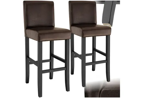 TecTake Barhocker aus Kunstleder - braun, 2er Set - Hochwertige Barhocker in ergonomischer Form für besten Sitzkomfort. Ideal für verschiedene Thekenhöhen, mit leicht zu reinigendem Kunstlederbezug und stabilen Hartholzbeinen.